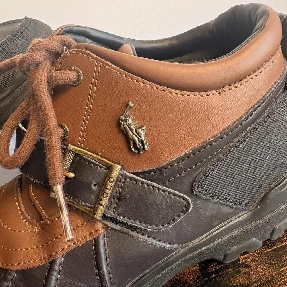 Polo Ralph Lauren Dover‎ Duck Boots Boys Sz 6 Brown Buckle Lace Up Rubber